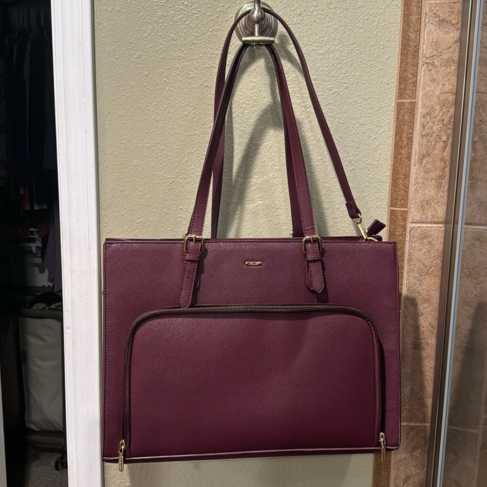 LOVEVOOK mulberry, purple color, laptop tote bag, briefcase w/USB charging port.